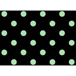 Polka Dots - Celadon Green on Black Birthday Cake 3D Greeting Card (7x5)
