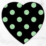 Polka Dots - Celadon Green on Black Jigsaw Puzzle (Heart)