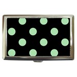 Polka Dots - Celadon Green on Black Cigarette Money Case