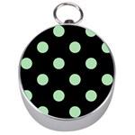 Polka Dots - Celadon Green on Black Silver Compass