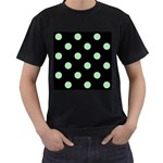 Polka Dots - Celadon Green on Black Men s T-Shirt (Black)