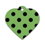 Polka Dots - Black on Dollar Bill Green Dog Tag Heart (Two Sides)