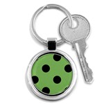 Polka Dots - Black on Dollar Bill Green Key Chain (Round)