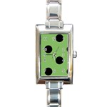 Polka Dots - Black on Dollar Bill Green Rectangle Italian Charm Watch