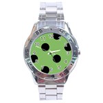 Polka Dots - Black on Dollar Bill Green Stainless Steel Analogue Watch