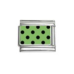 Polka Dots - Black on Dollar Bill Green Italian Charm (9mm)