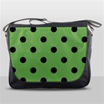 Polka Dots - Black on Dollar Bill Green Messenger Bag
