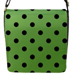 Polka Dots - Black on Dollar Bill Green Flap Closure Messenger Bag (S)
