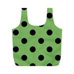 Polka Dots - Black on Dollar Bill Green Full Print Recycle Bag (M)
