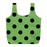 Polka Dots - Black on Dollar Bill Green Full Print Recycle Bag (L)