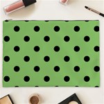 Polka Dots - Black on Dollar Bill Green Cosmetic Bag (XXL)
