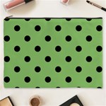 Polka Dots - Black on Dollar Bill Green Cosmetic Bag (XXXL)