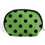 Polka Dots - Black on Dollar Bill Green Accessory Pouch (Medium)