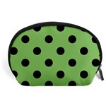 Polka Dots - Black on Dollar Bill Green Accessory Pouch (Large)
