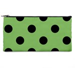 Polka Dots - Black on Dollar Bill Green Pencil Case