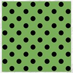Polka Dots - Black on Dollar Bill Green Canvas 16  x 16 