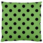 Polka Dots - Black on Dollar Bill Green Large Cushion Case (One Side)