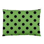 Polka Dots - Black on Dollar Bill Green Pillow Case (One Side)