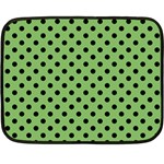 Polka Dots - Black on Dollar Bill Green Double Sided Fleece Blanket (Mini)