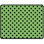 Polka Dots - Black on Dollar Bill Green Fleece Blanket (Medium) (One Side)