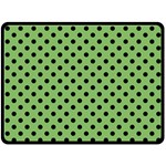 Polka Dots - Black on Dollar Bill Green Double Sided Fleece Blanket (Large) (Two Sides)