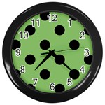 Polka Dots - Black on Dollar Bill Green Wall Clock (Black)