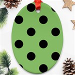 Polka Dots - Black on Dollar Bill Green Oval Ornament (Two Sides)