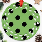 Polka Dots - Black on Dollar Bill Green Ornament (Round Filigree)