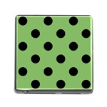 Polka Dots - Black on Dollar Bill Green Memory Card Reader (Square)
