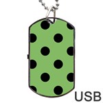 Polka Dots - Black on Dollar Bill Green Dog Tag USB Flash (Two Sides)