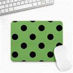 Polka Dots - Black on Dollar Bill Green Small Mousepad