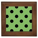Polka Dots - Black on Dollar Bill Green Framed Tile