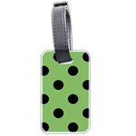Polka Dots - Black on Dollar Bill Green Luggage Tag (Two Sides)