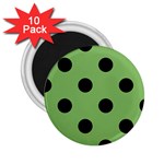 Polka Dots - Black on Dollar Bill Green 2.25  Magnet (10 pack)