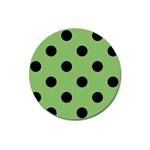 Polka Dots - Black on Dollar Bill Green Magnet 3  (Round)