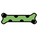 Polka Dots - Black on Dollar Bill Green Magnet (Dog Bone)