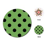 Polka Dots - Black on Dollar Bill Green Playing Cards (Round)