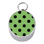 Polka Dots - Black on Dollar Bill Green Silver Compass (Mini)