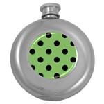 Polka Dots - Black on Dollar Bill Green Hip Flask (5 oz)