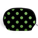 Polka Dots - Dollar Bill Green on Black Accessory Pouch (Medium)