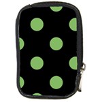 Polka Dots - Dollar Bill Green on Black Compact Camera Leather Case