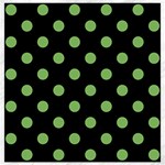 Polka Dots - Dollar Bill Green on Black Canvas 12  x 12 