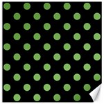 Polka Dots - Dollar Bill Green on Black Canvas 20  x 20 