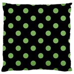 Polka Dots - Dollar Bill Green on Black Large Cushion Case (One Side)