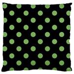 Polka Dots - Dollar Bill Green on Black Standard Flano Cushion Case (Two Sides)