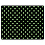 Polka Dots - Dollar Bill Green on Black Double Sided Flano Blanket (Medium)