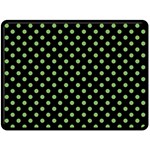 Polka Dots - Dollar Bill Green on Black Double Sided Fleece Blanket (Large) (Two Sides)
