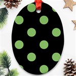 Polka Dots - Dollar Bill Green on Black Ornament (Oval)