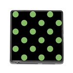 Polka Dots - Dollar Bill Green on Black Memory Card Reader (Square)