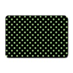 Polka Dots - Dollar Bill Green on Black Small Doormat